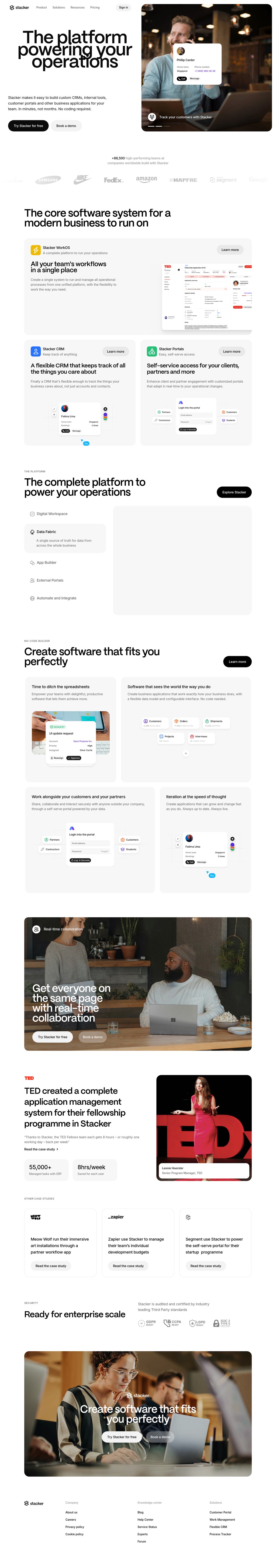 Stacker desktop landing page