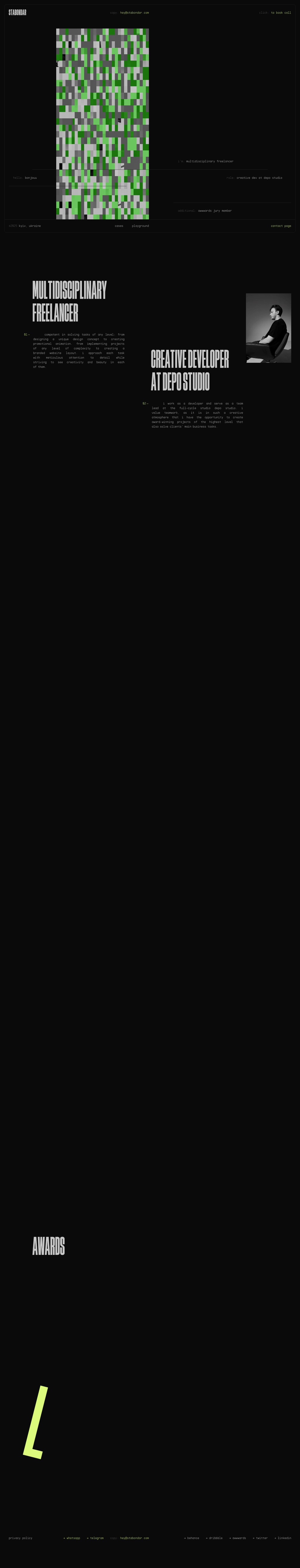 Stas Bondar desktop landing page