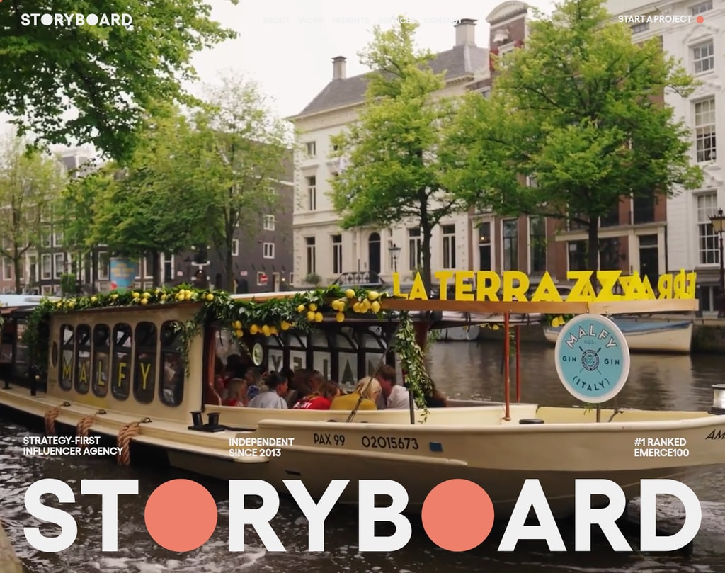 Storyboard Agency desktop landing page