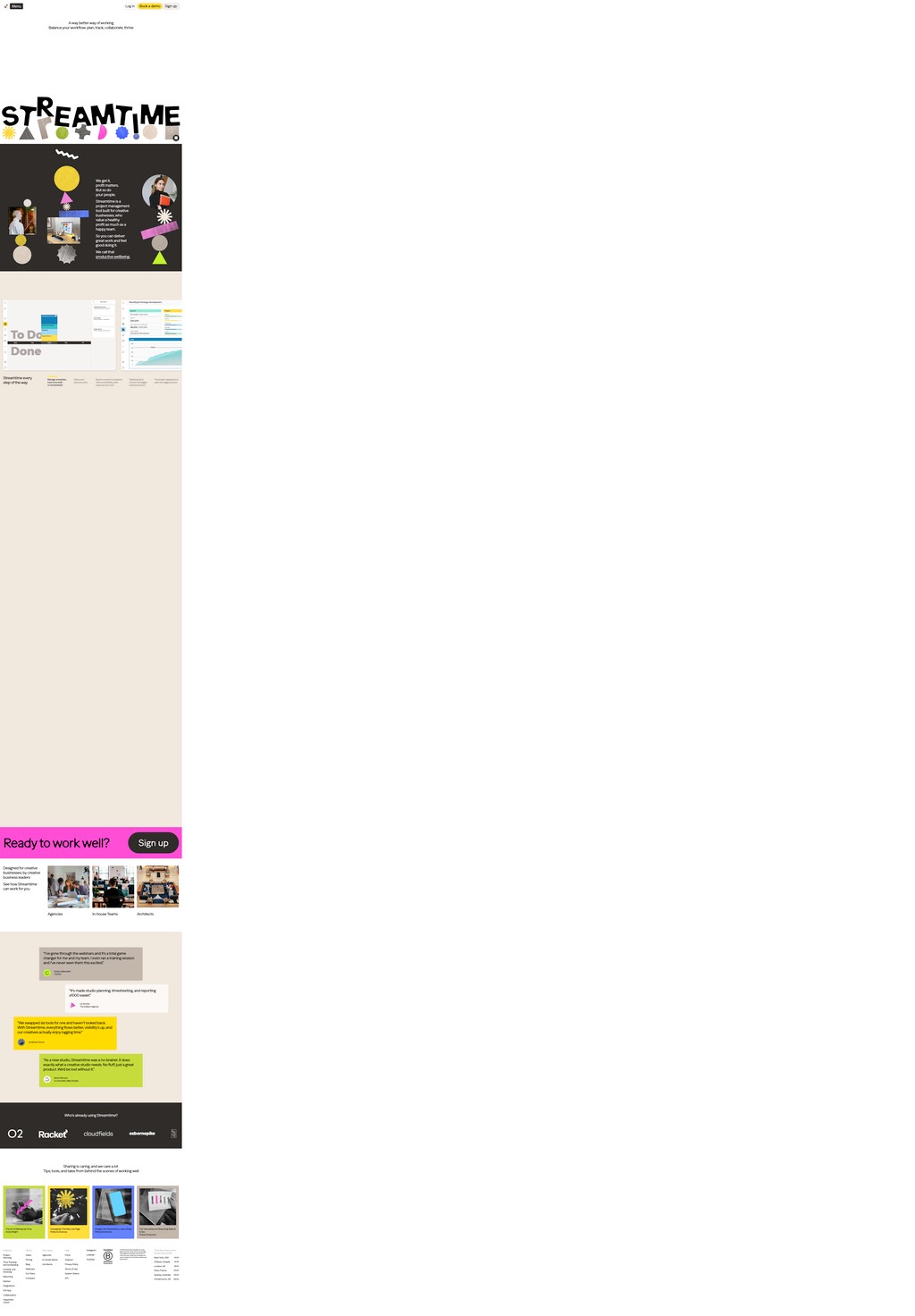 Streamtime desktop landing page