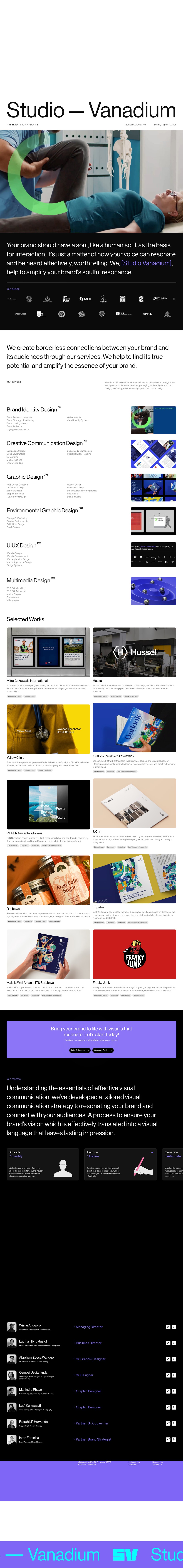 Studio Vanadium desktop landing page