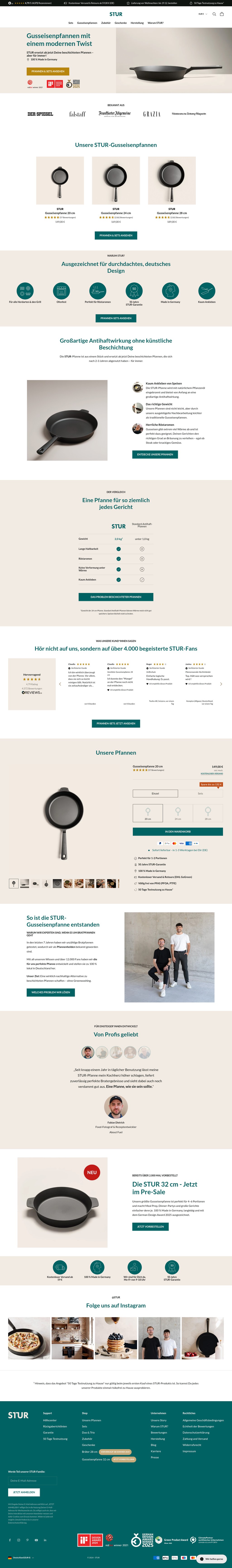 STUR® desktop landing page