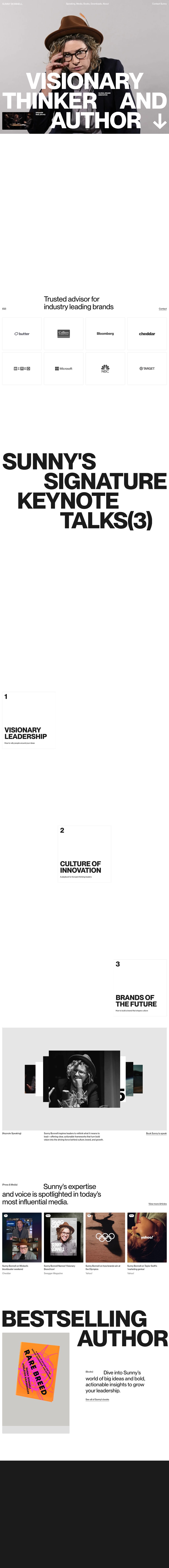 Sunny Bonnell desktop landing page