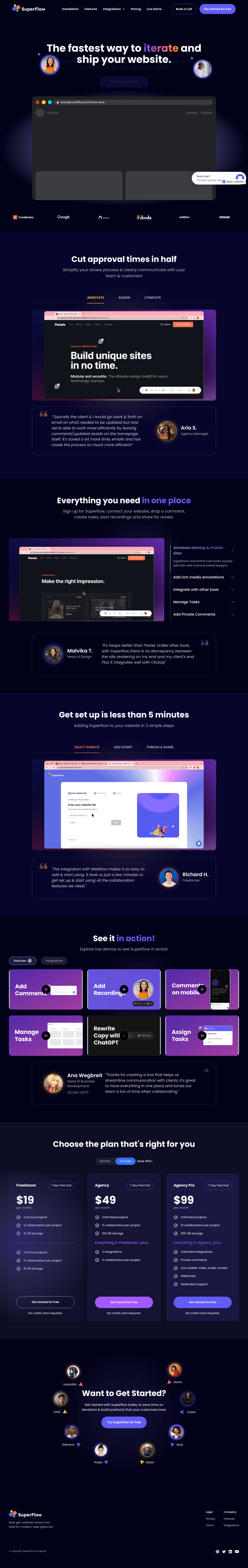 Superflow desktop landing page