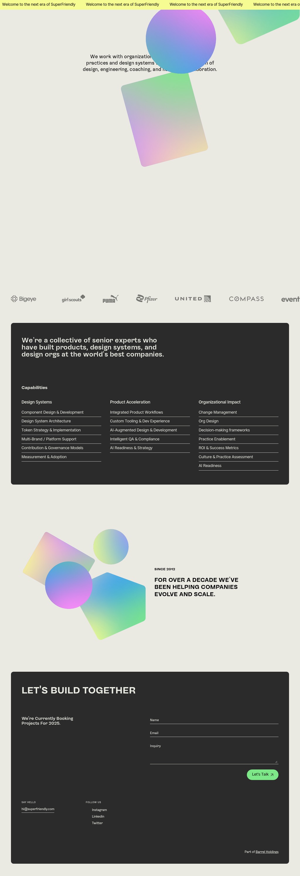 SuperFriendly desktop landing page