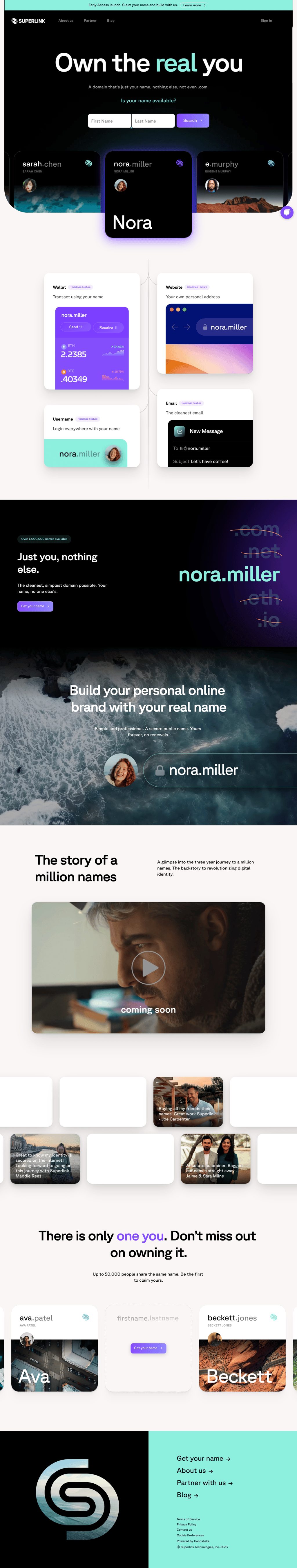 Superlink desktop landing page