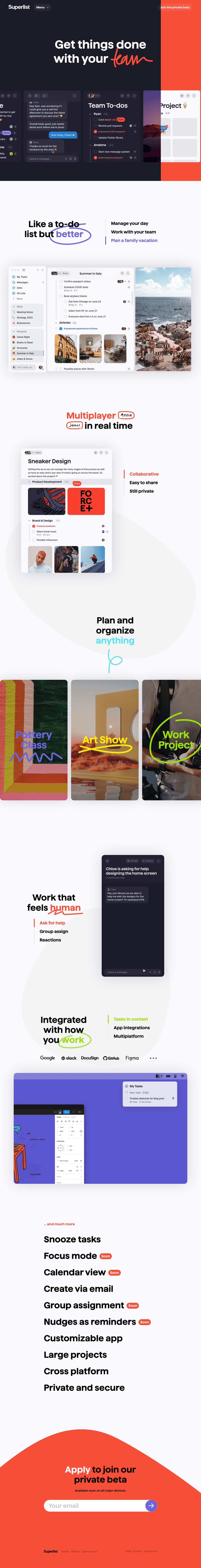 Superlist desktop landing page