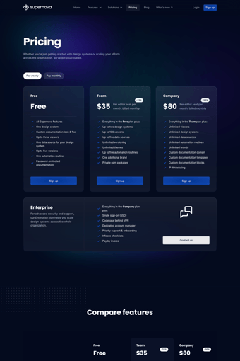 Supernova landing page