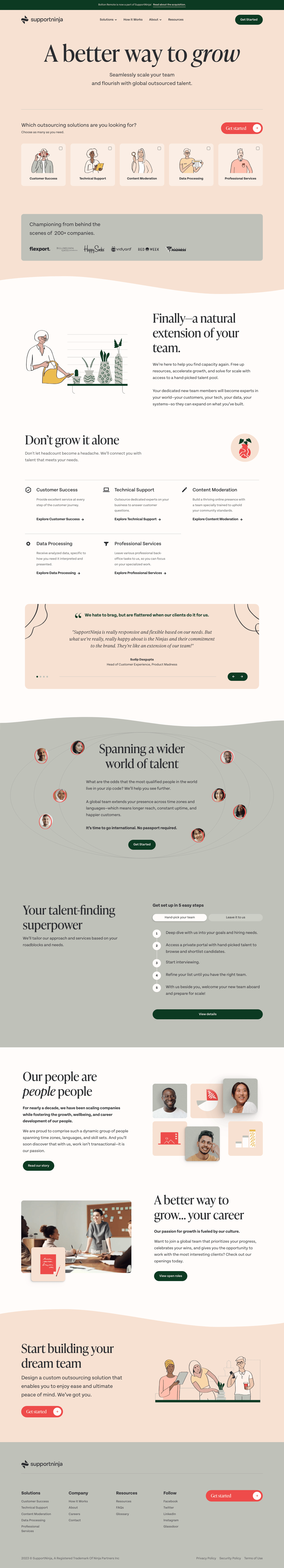 SupportNinja desktop landing page