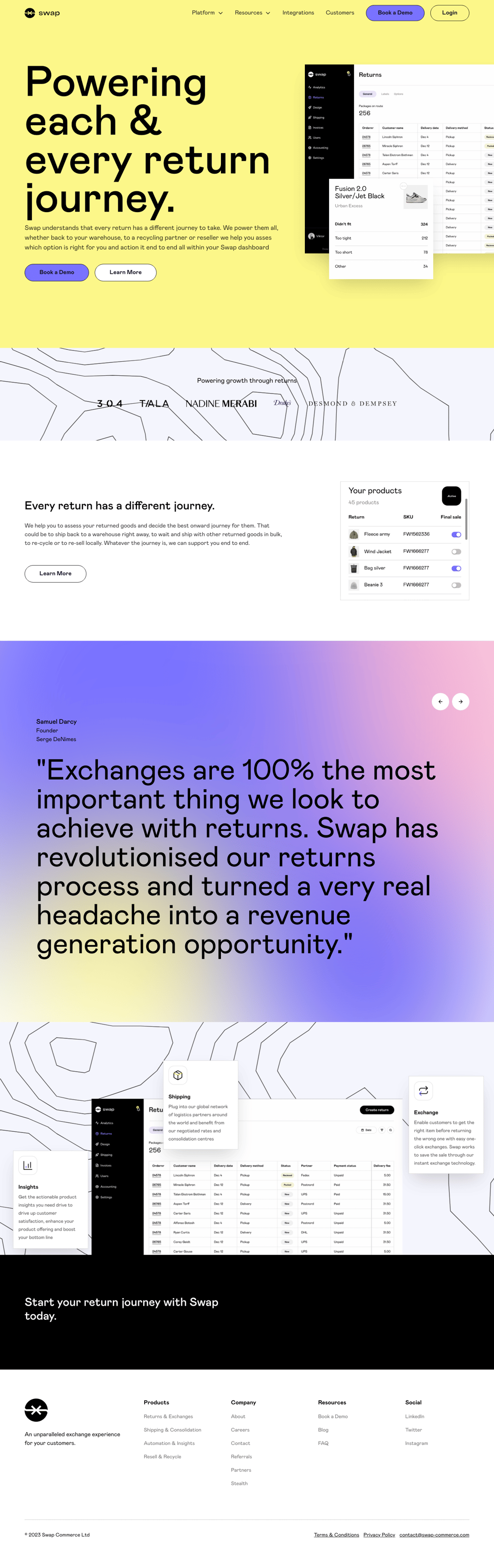Swap desktop landing page