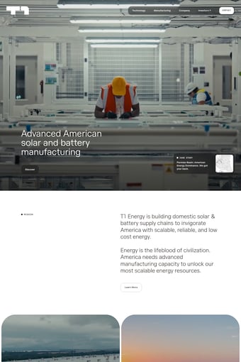T1 Energy landing page