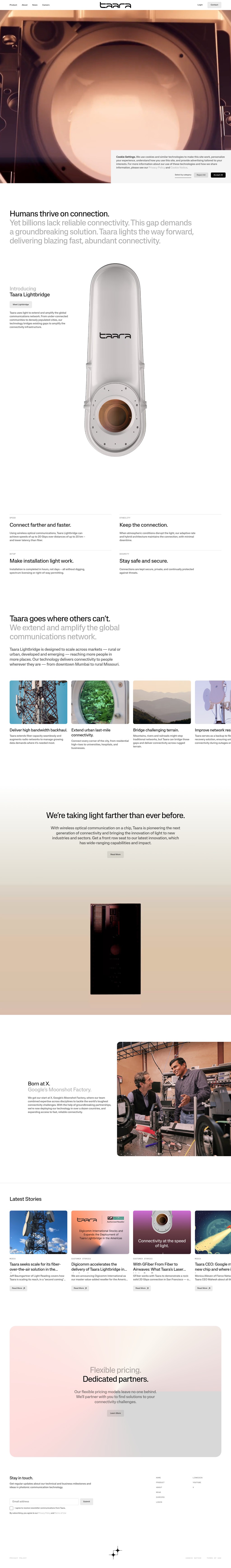 Taara desktop landing page