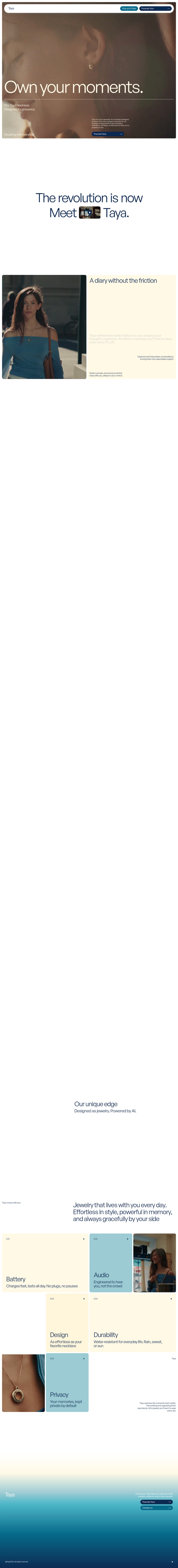 Taya desktop landing page