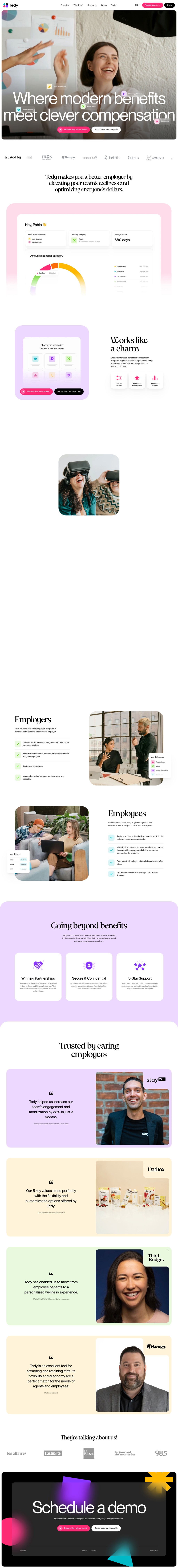 Tedy desktop landing page