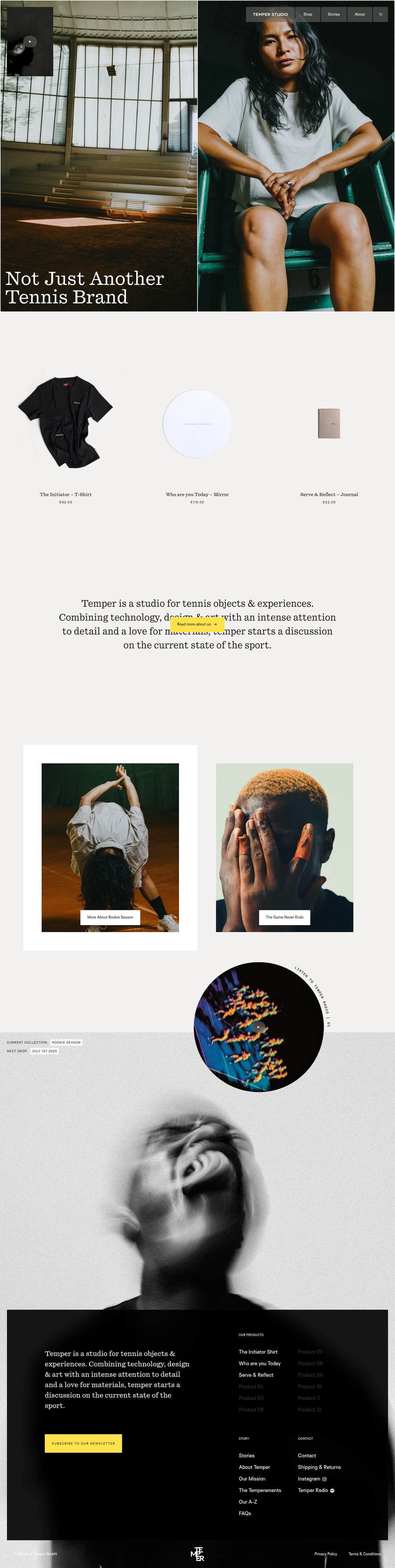 Temper Studio desktop landing page