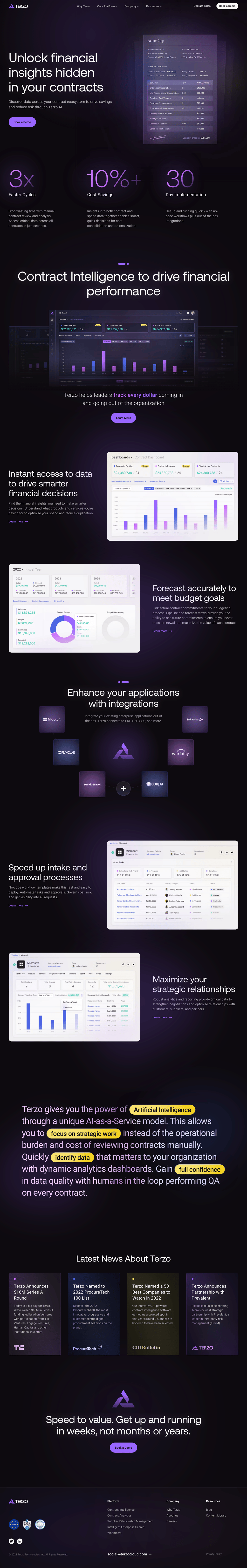 TERZO CLOUD desktop landing page