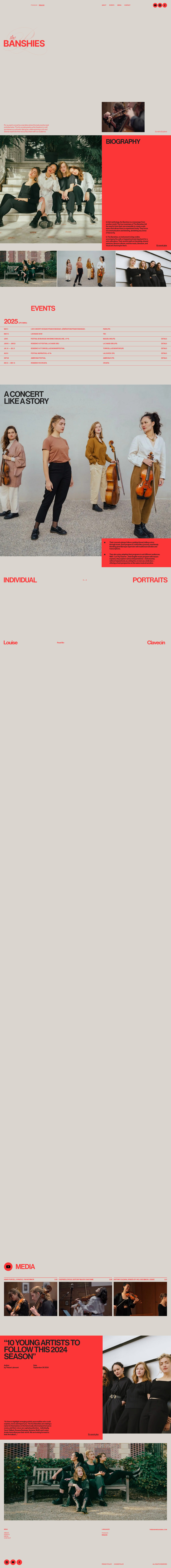 The Banshies desktop landing page