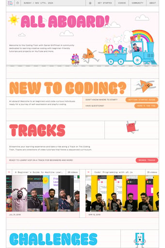 The Coding Train landing page