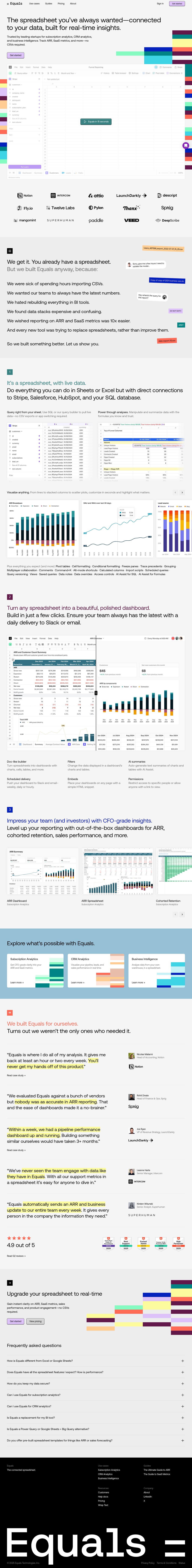 The Connected Spreadsheet: Subscription Analytics, CRM, & BI desktop landing page