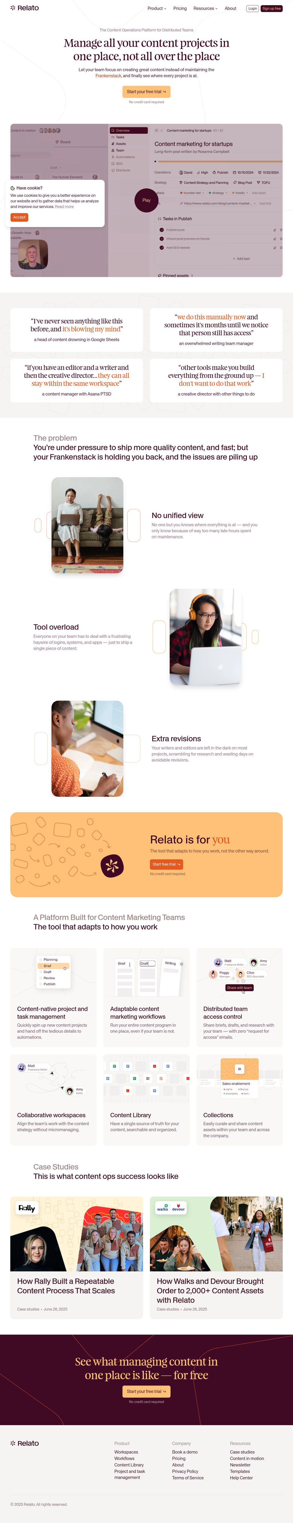 The Content Operations Platform desktop landing page