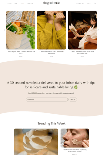 The Good Trade landing page