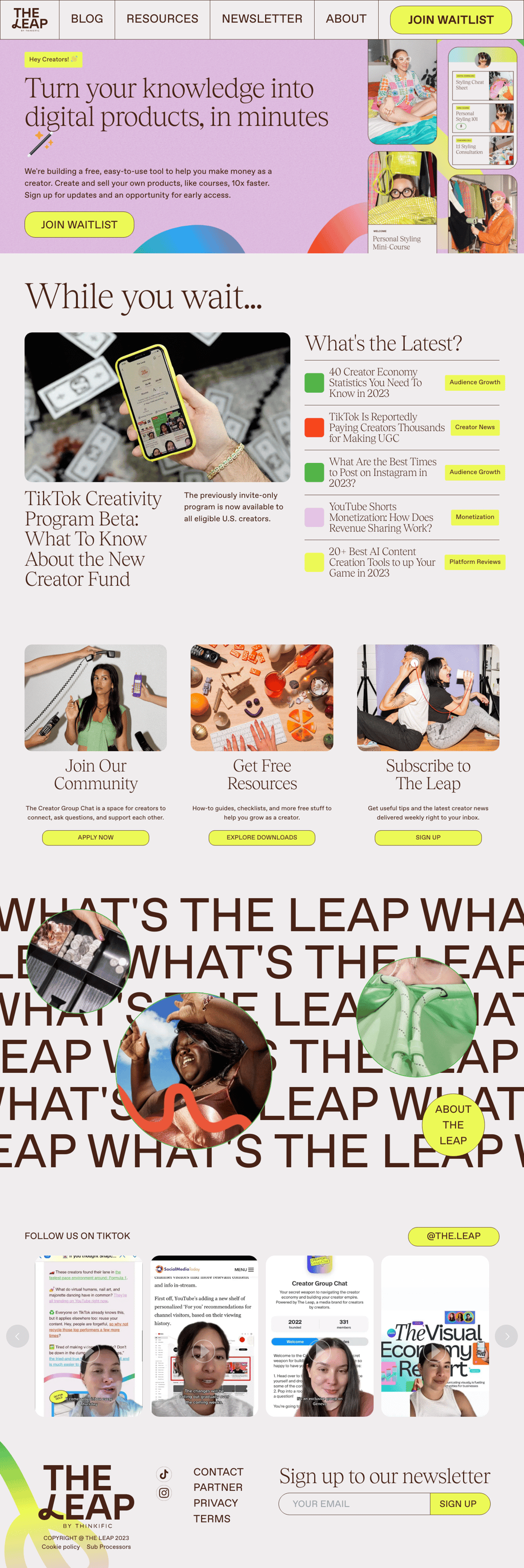The Leap desktop landing page