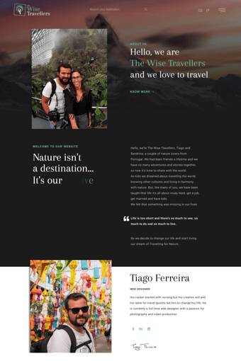 The Wise Travellers landing page