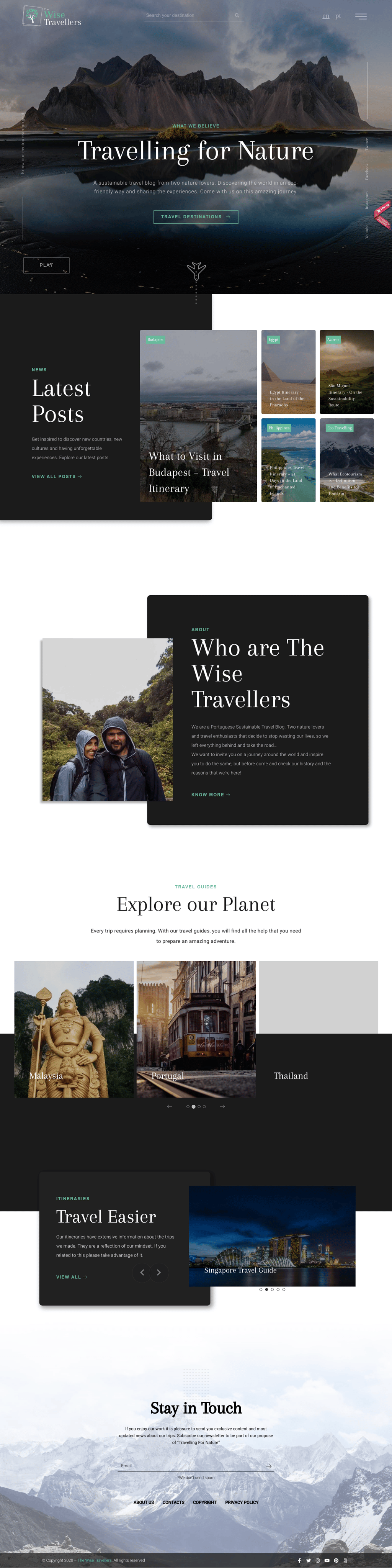 The Wise Travellers desktop landing page