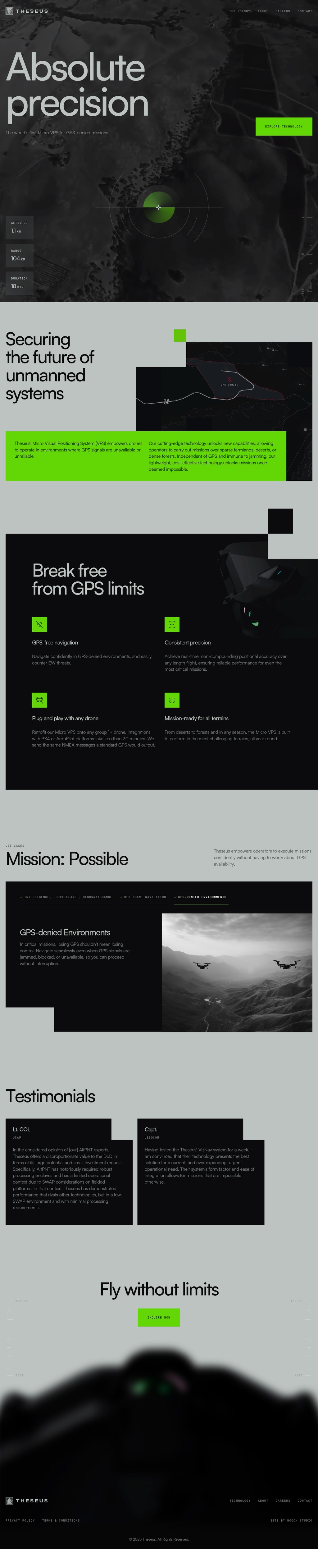 THESEUS desktop landing page