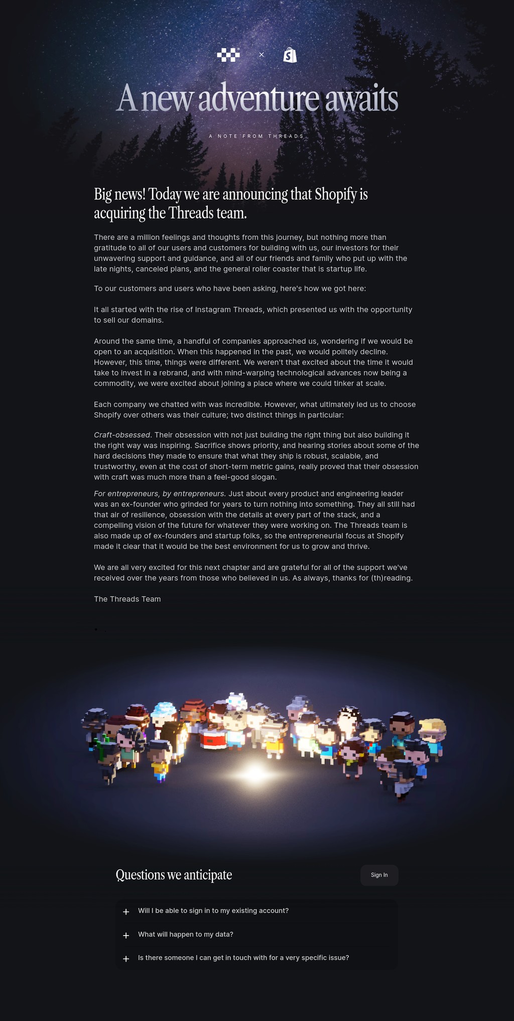 Threads desktop landing page