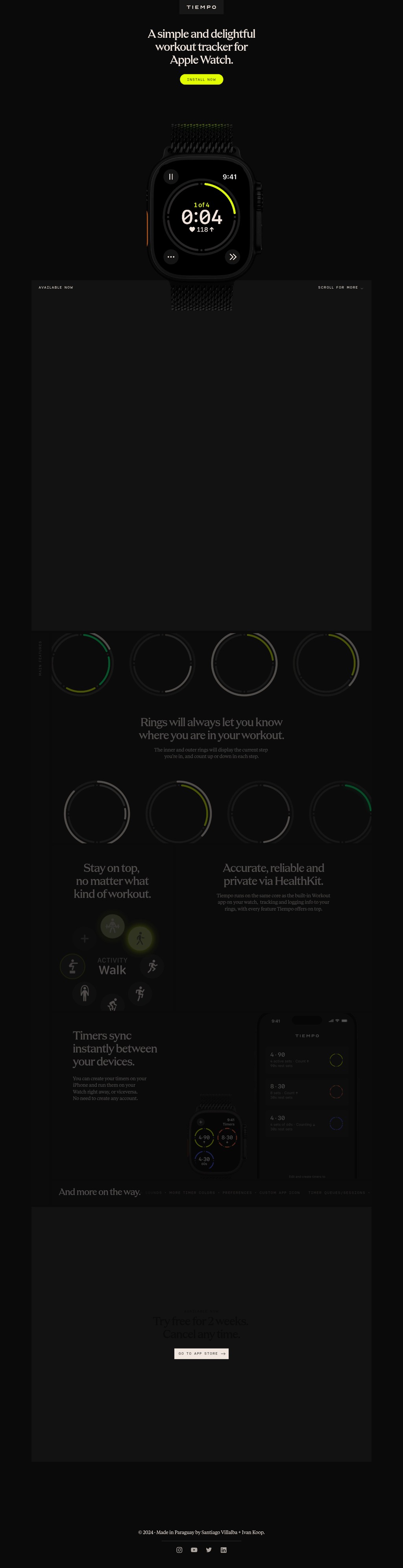 Tiempo desktop landing page