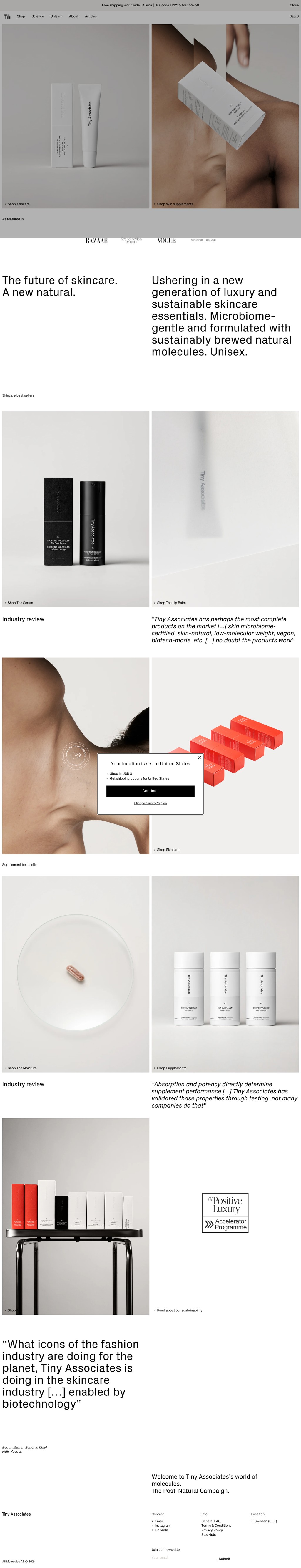 Tiny Associates desktop landing page