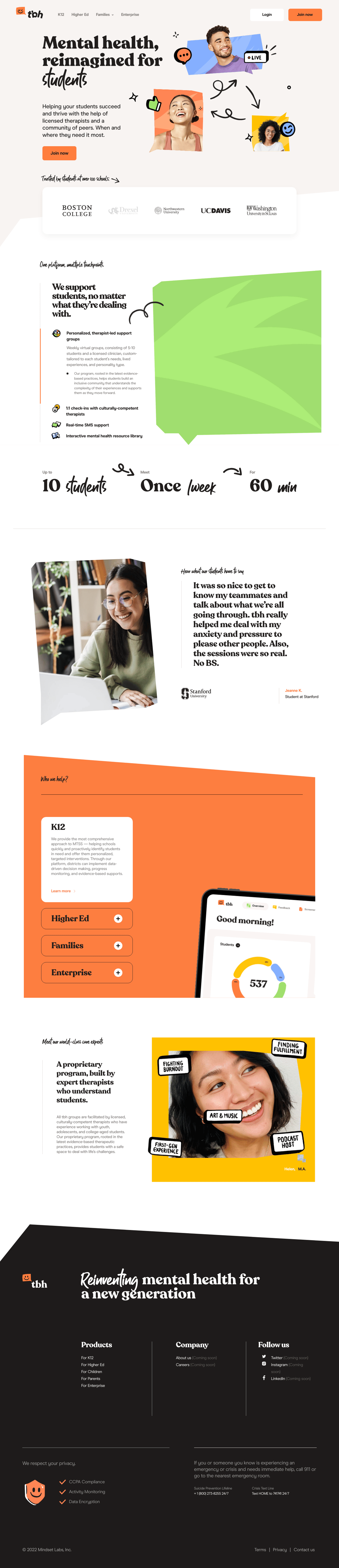 To Be Honest desktop landing page