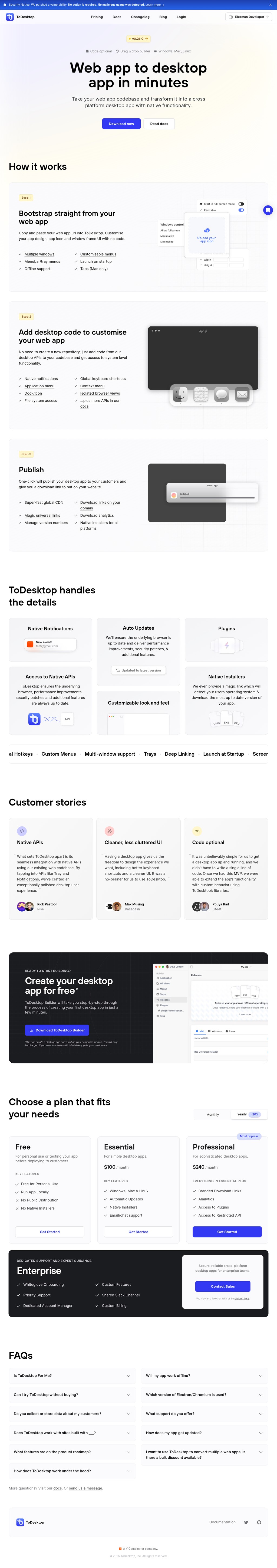 ToDesktop desktop landing page