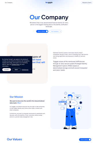 Toggle landing page