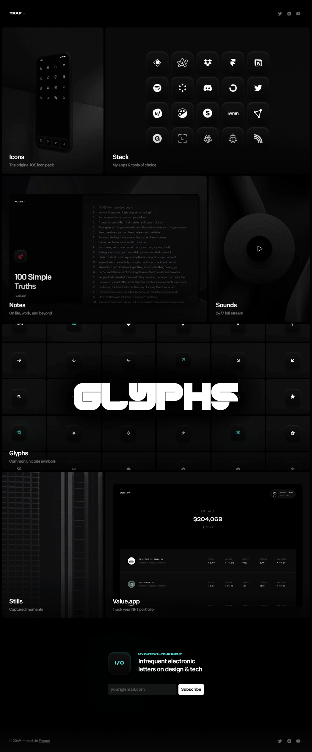 TRAF desktop landing page