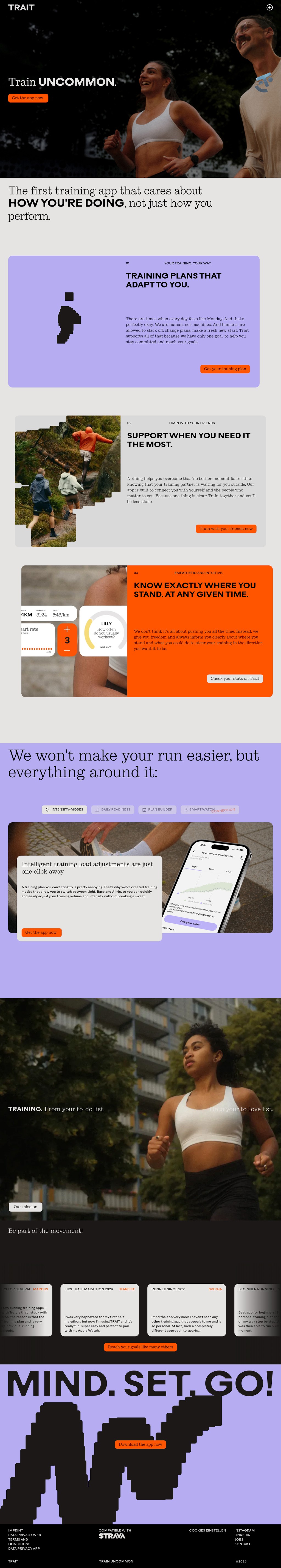 Trait. Train uncommon. desktop landing page
