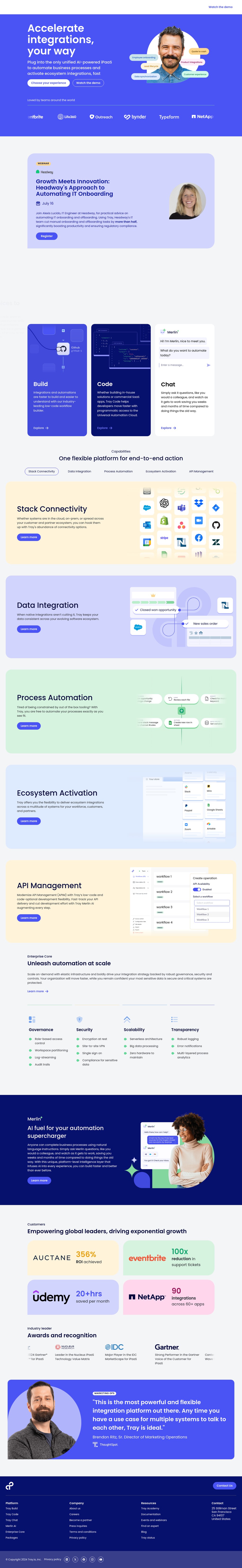 Tray.io desktop landing page