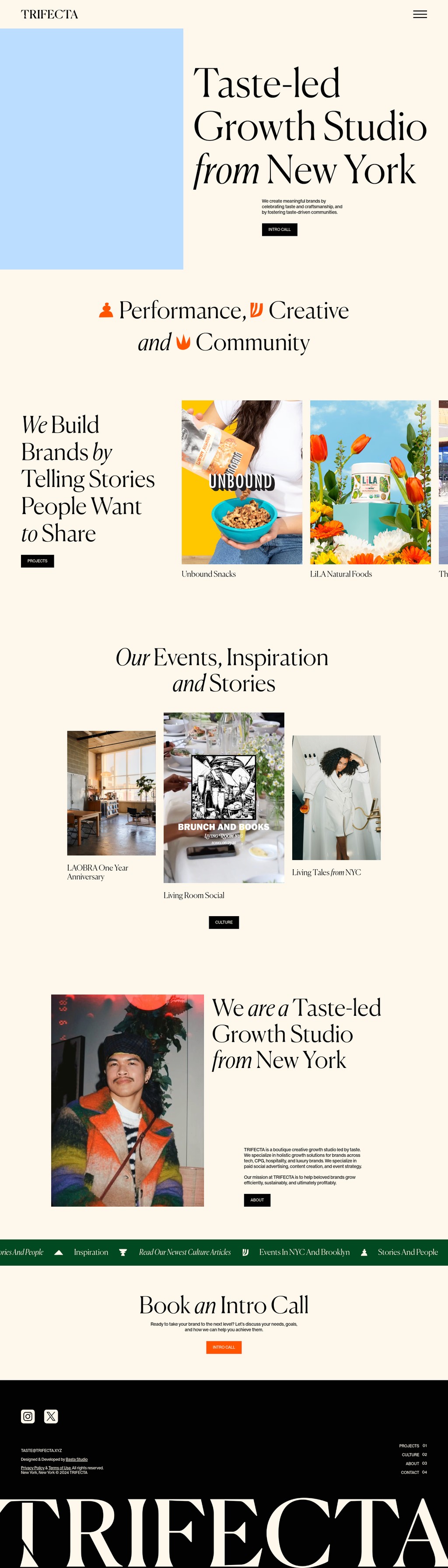 TRIFECTA desktop landing page