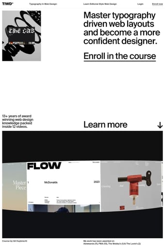 Typography in web design: Learn editorial style web design landing page