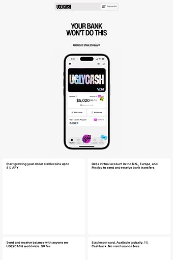UGLYCASH landing page