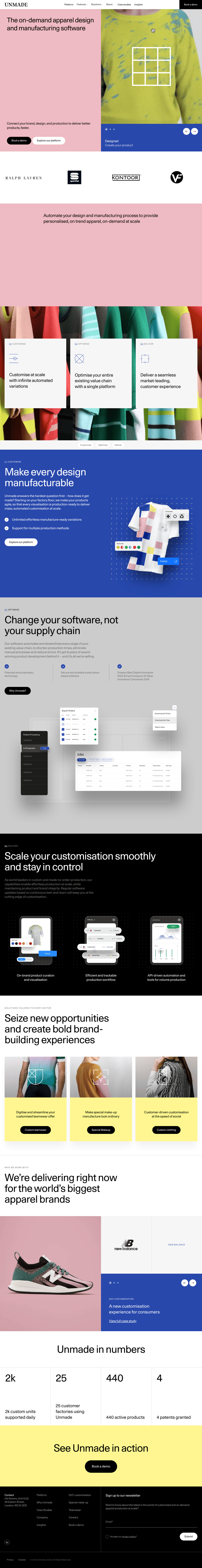 Unmade desktop landing page