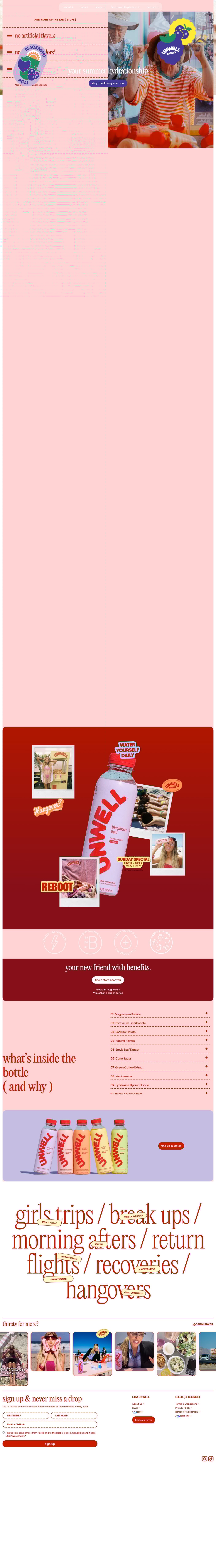 UNWELL HYDRATION desktop landing page