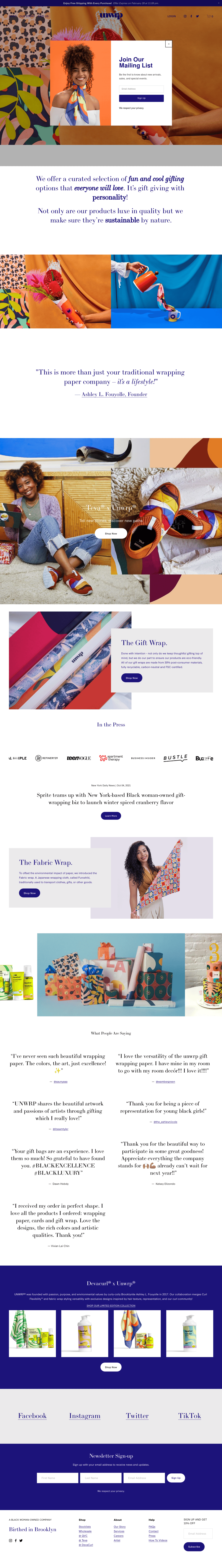 Unwrp desktop landing page