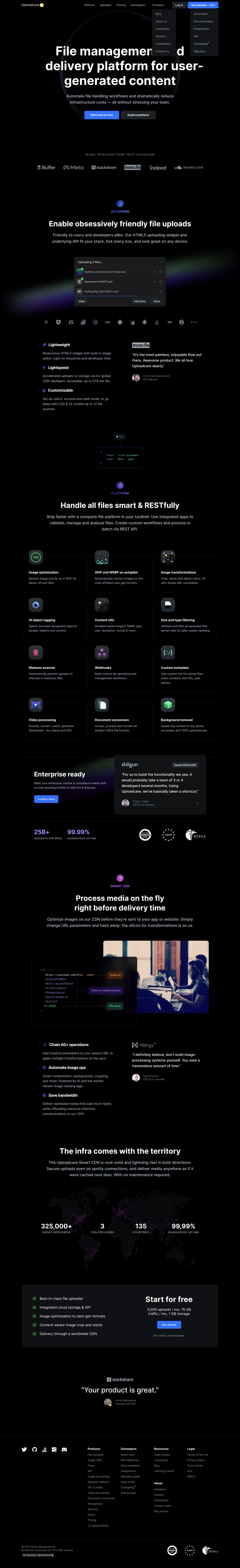 Uploadcare desktop landing page