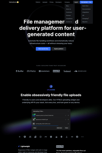 Uploadcare landing page
