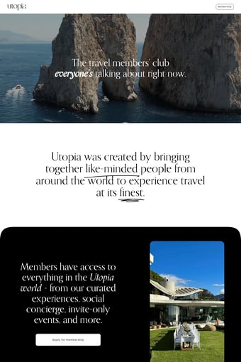 Utopia landing page