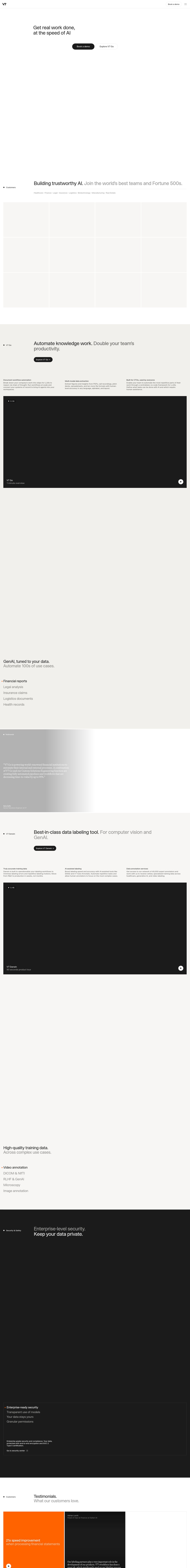 V7 desktop landing page