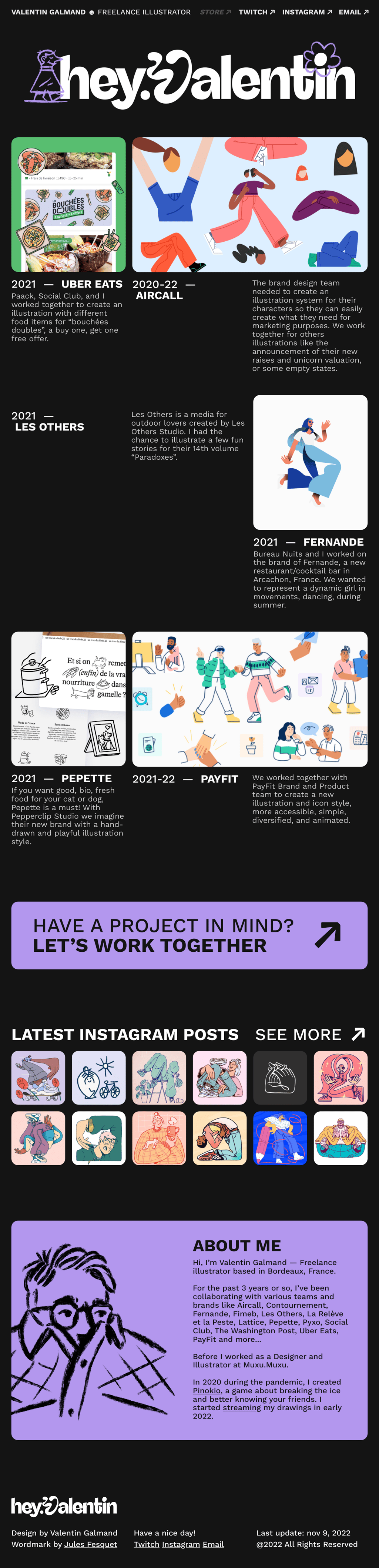 Valetin Galmand desktop landing page