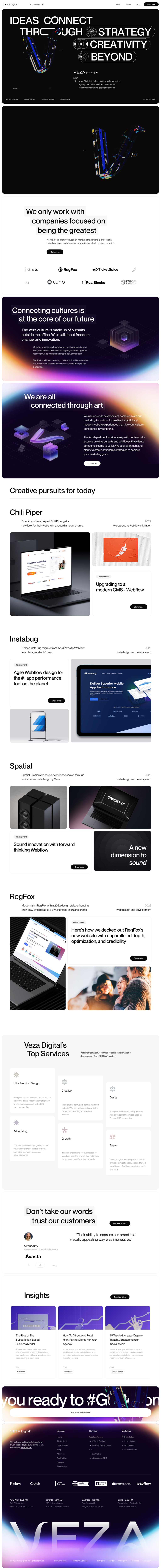 Veza Digital desktop landing page